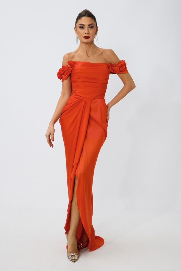 Sammera Orange premium occasion Dress